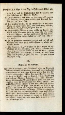 II. Regulativ der Prosodie.
