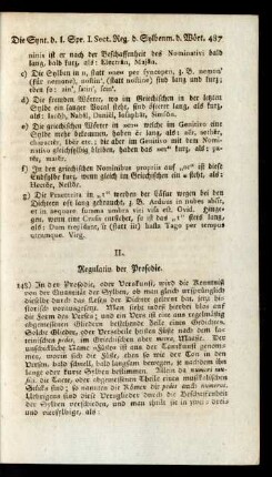 II. Regulativ der Prosodie.