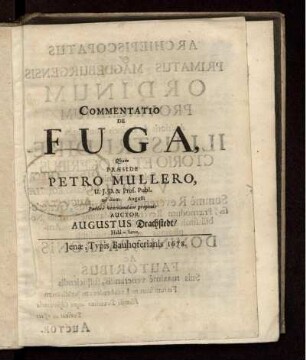 Commentatio De Fuga