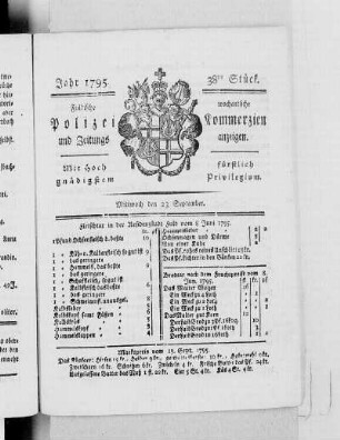 38tes Stück., Ausgabe vom 23. September 1795