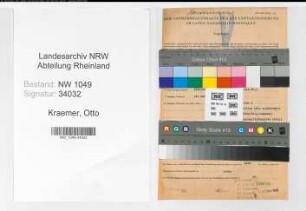 Entnazifizierung Otto Kraemer , geb. 18.09.1914 (Vertreter)