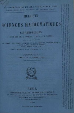 Tome VIII. - Juillet 1884.