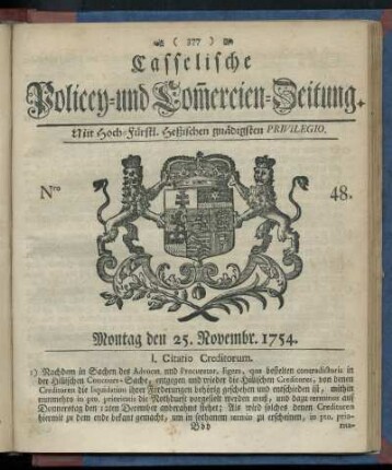 Nro. 48, Montag den 25. Novembr. 1754