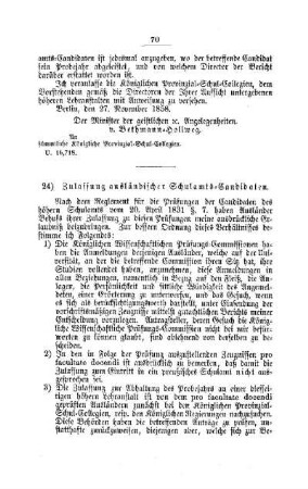 Zulassung ausländischer Schulamts-Candidaten : [II. Gymnasien und Realschulen]