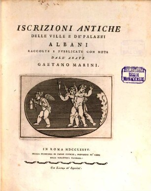 Iscrizioni Antiche Delle Ville E De' Palazzi Albani