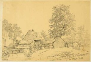 Wassermühle mit Nebengebäuden und Wehr in Constappel bei Klipphausen