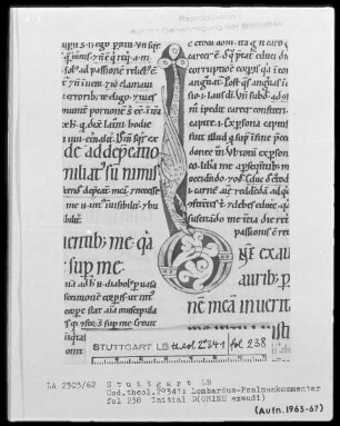 Petrus Lombardus, Psalmenkommentar — Initiale D (omine exaudi) mit einem Drachen, Folio 238recto