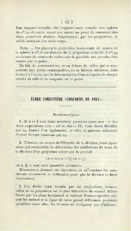 École forestière (concours de 1887).