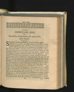 Dissertatio XXIII. De Interdictis, Exceptionibus & caeteris Personis Iudicii.