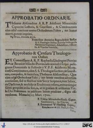 Approbatio Ordinarii.