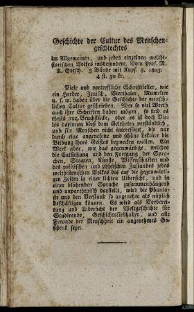 Geschichte der Cultur des Menschengeschlechtes [...]