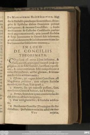 In Loco De Conciliis Theoremata.