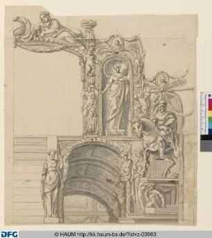 Medea (III. Akt, Szene 15): Saal. Aufbau und eine Rechtskulisse. Halbentwurf rechts