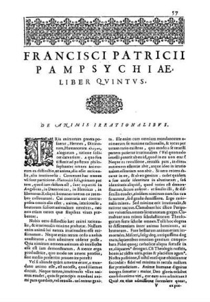 Liber Qvintvs. De Animis Irrationalibvs