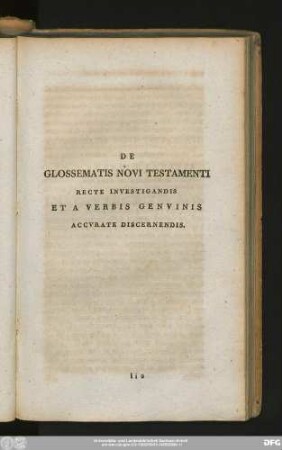De Glossematis Novi Testamenti Recte Investigandis Et A Verbis Genvinis Accurate Discernendis.