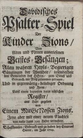 Davidisches Psalter-Spiel Der Kinder Zions,