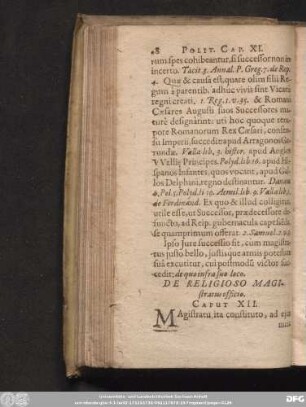 De Religioso Magistratus officio. Caput XII.