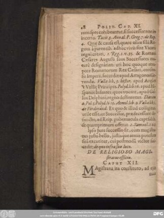 De Religioso Magistratus officio. Caput XII.