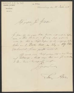 Brief an Friedrich Wilhelm Jähns : 25.11.1878
