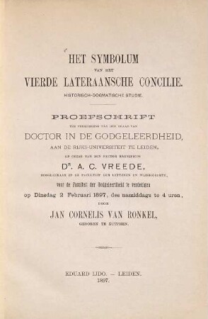 Het Symbolum van het Vierde Lateraansche Concilie Proefschrift
