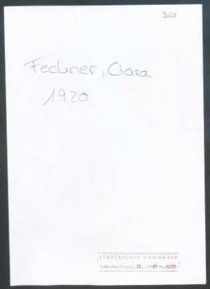 Fechner, Clara, Freiburg, an Wichert