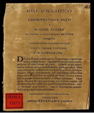 Jesus Scholasticus : Commentatione Brevi