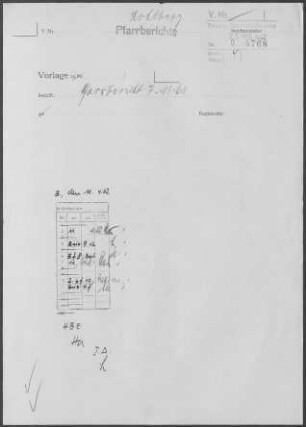 Kohlberg: Pfarrbericht 1961
