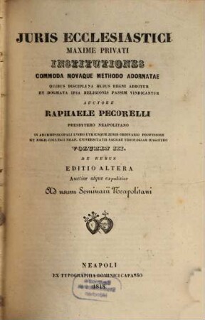 Juris ecclesiastici maxime privati institutiones, 3. De Rebus