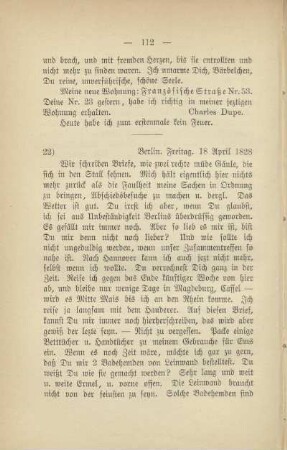 22) [Brief vom] 18. April 1828