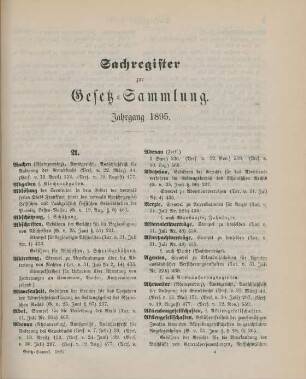 Sachregister zur Gesetz-Sammlung. Jahrgang 1895