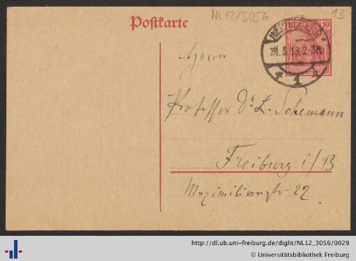 Postkarte, 31.05.1919