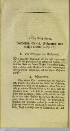 Elfte Abtheilung. Nachessen, Gelees, Gefrornes und einige andere Getränke