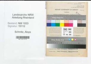 Entnazifizierung Aloys Schmitz , geb. 31.07.1905 (Polizeiinspektor)