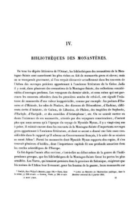 IV. Bibliothèques des monastères.
