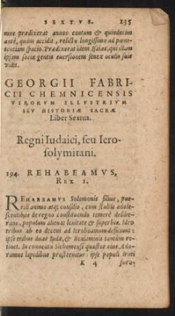 Georgii Fabricii Chemnicensis Virorum Illustrium ... Liber Sextus. Regni Iudaici, seu Ierosolymitani.