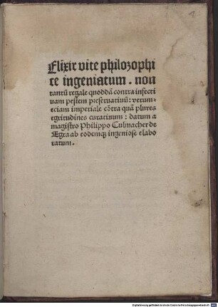 Elixir vitae philosophicae