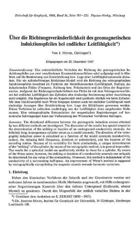 Über die Richtungsveränderlichkeit des geomagnetischen Induktionspfeiles bei endlicher Leitfähigkeit