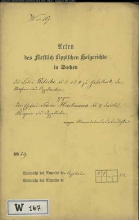 Welsche Nr. 2 zu Heidelbeck gegen Ehefrau Hartmann in Heidelbeck - Alimentation