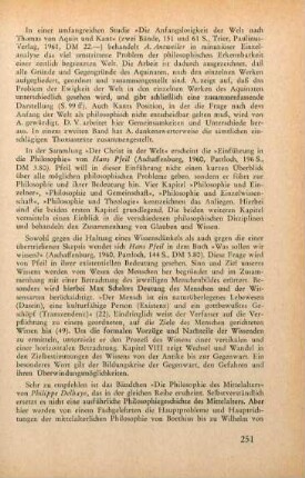 251-252 [Rezension] Delhaye, Philippe, Die Philosophie des Mittelalters