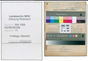 Entnazifizierung Heinrich Hotstegs , geb. 21.08.1897 (Schreiner)