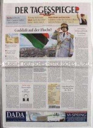 Tageszeitung "Der Tagesspiegel" u.a. zu den Massendemonstrationen gegen Gaddafi in Libyen
