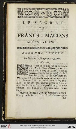 Le secret des Francs-Mâçons mis en evidence. Seconde lettre