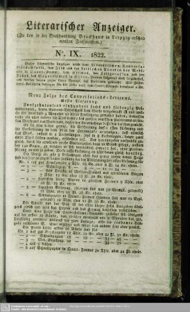 Literarischer Anzeiger No. IX. 1822