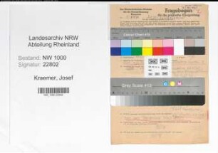 Entnazifizierung Josef Kraemer, geb. 30.01.1904 (Rechtsanwalt)
