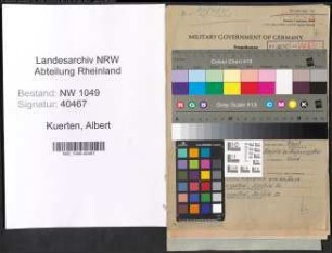 Entnazifizierung Albert Kuerten , geb. 26.01.1900 (Vertreter)