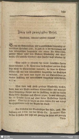 Zwey und zwanzigster Brief. Glaubersalz, Glaubers geheimer Salmaik