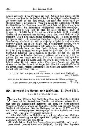 226. Vergleich der Vorder- und Landstädte. 11. Juni 1846.