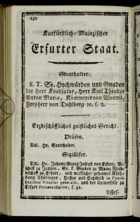 Kurfürstlich-Mainzischer Erfurter Staat.