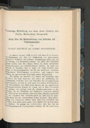Notiz über die Schutzwirkung von Kolloiden auf Tonsuspensionen.