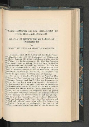 Notiz über die Schutzwirkung von Kolloiden auf Tonsuspensionen.